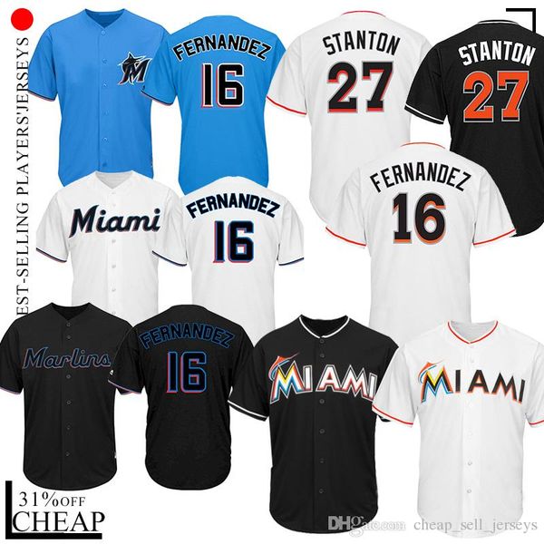 

16 Jose Fernandez Miami jersey Marlins 27 Giancarlo Stanton 2018-2019 new cheap Baseball Jerseys