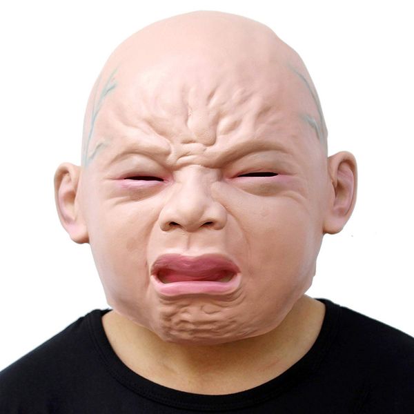 New Creepy Cry Baby Full Head Face Latex Scary Mask Halloween Costume Adult Mask