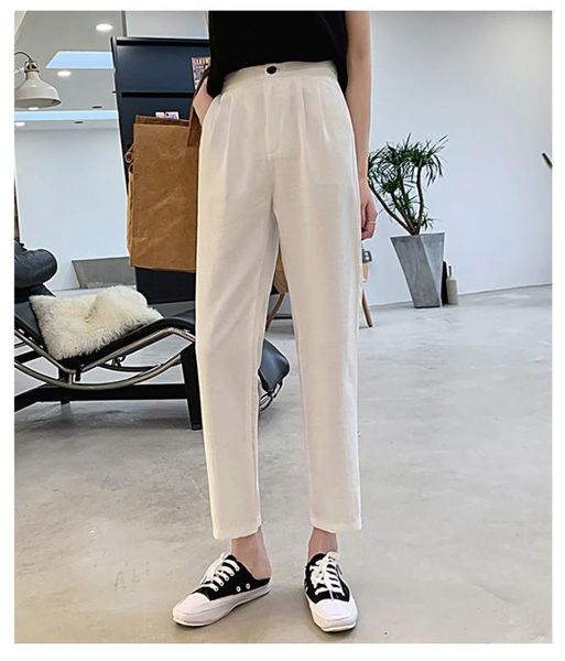 

a218-summer trendy one button skinny pants wide leg pants, Black