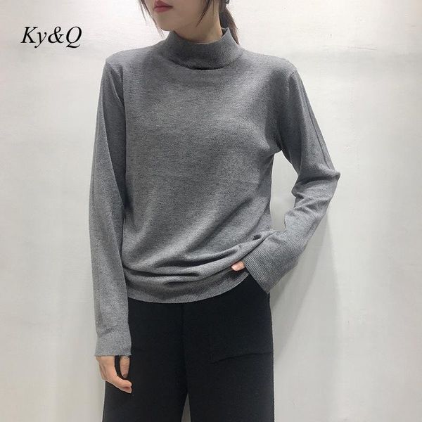 

high street women new korean wild loose casual wool turtleneck pullover lazy style 2020 winter fashion knitted base sweater, White;black