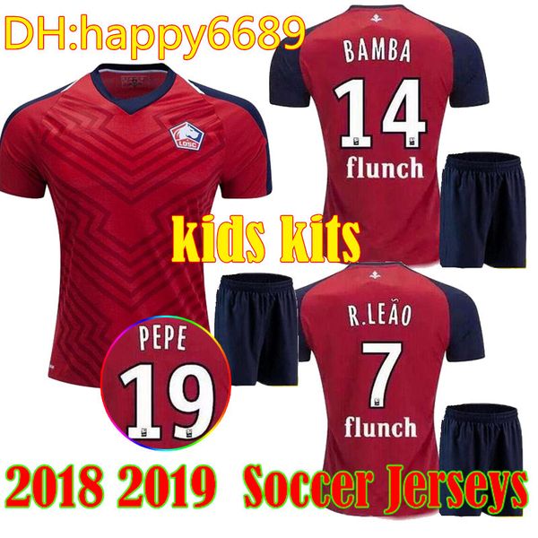 

Kid kit 18 19 lille lo c occer jer ey home away green 2018 2019 pepe remy bamba r leao child football hirt maillot de foot quality