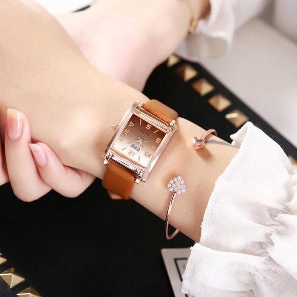 

sellstylish simple simple dial leather watch for women watch quartz women clock wristwatch gift relogio#w, Slivery;brown