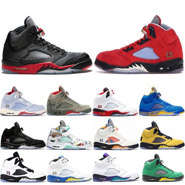 

2020 new bred trophy room university red ice blue 5 5s og men basketball shoes michigan jsp laney varsity royal psg sports sneakers