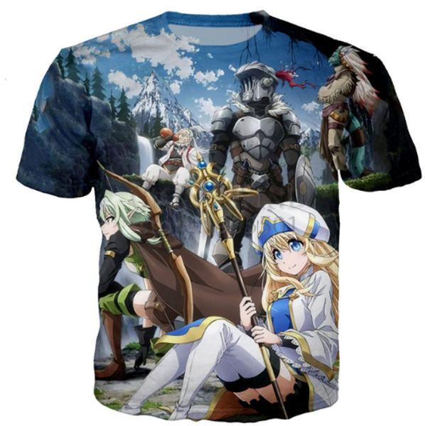 

kawaii аниме мультфильм убийца гоблинов новые смешные горячие модные футболки 3d печати мужчины / женщины лето круглый воротник с коротким р, White;black