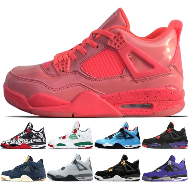 

New 4 4s Black Gum Day Men Basketball Shoes Travis Scotts Raptors White Cement Royalty Denim Blue men sport sneakers designer trainers