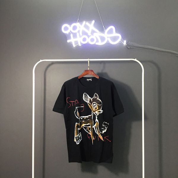 

mens designer20 origional popular brand ooxx deer chalk graffiti loose cotton short-sleeved t-shirt youth cute casual fashion, White;black