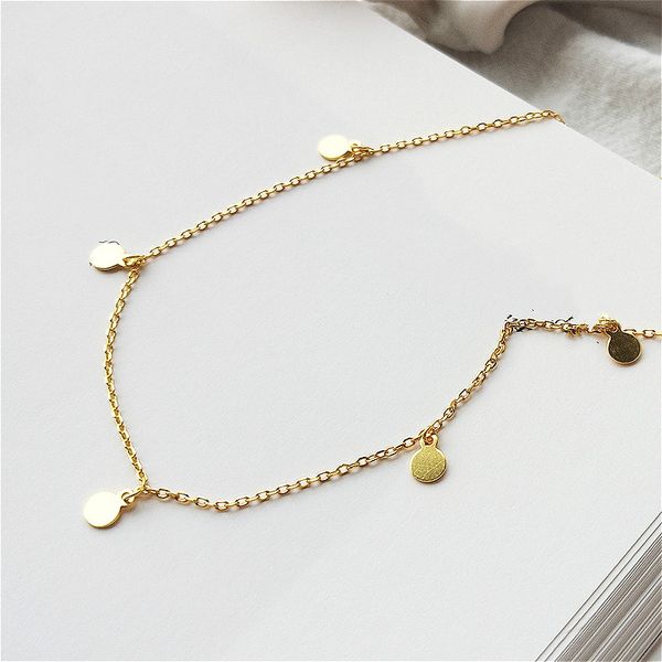 

fengxiaoling new fashion golden small round chains necklaces for women 925 sterling silver sweet temperament choker necklace