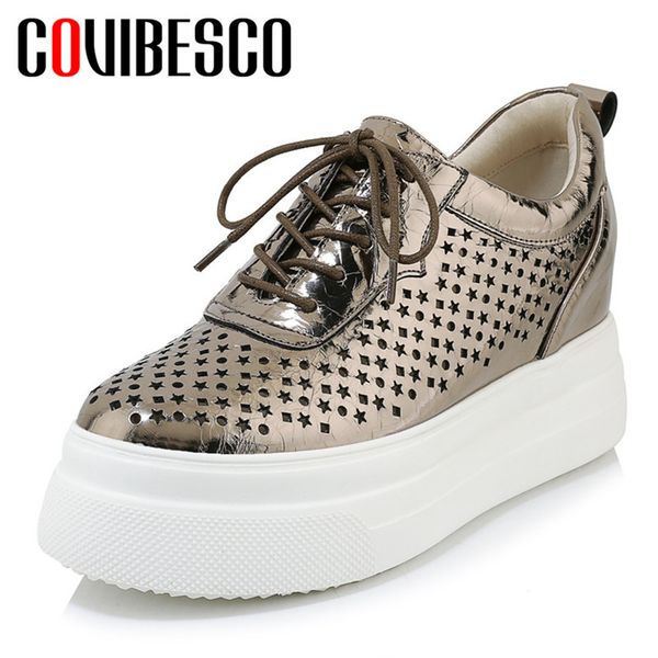 

covibesco 2019 fashion lace-up spring summer women flats genuine leather solid shoes woman round toe women party casual shoes, Black