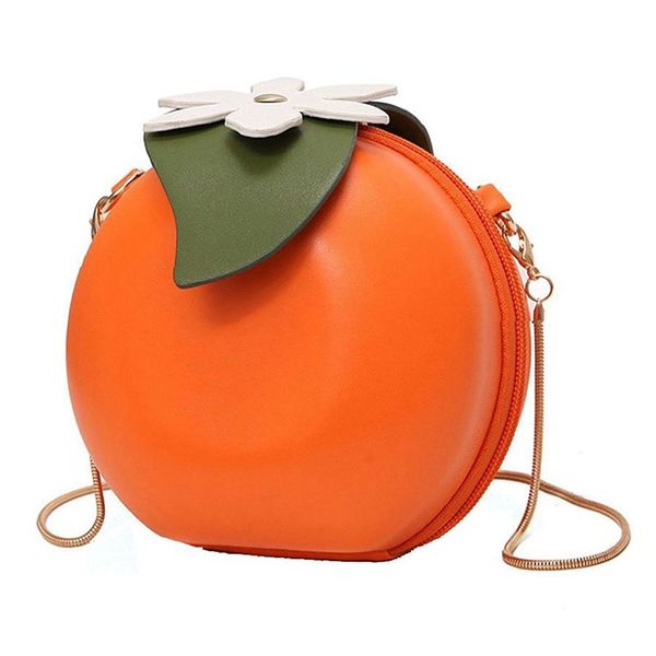 

fruit orange shaped women pu leather clutch purse cross body bag
