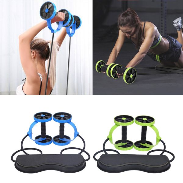

2pcs ab roller wheel w/ mat abdominal muscle trainer leg multi-functional