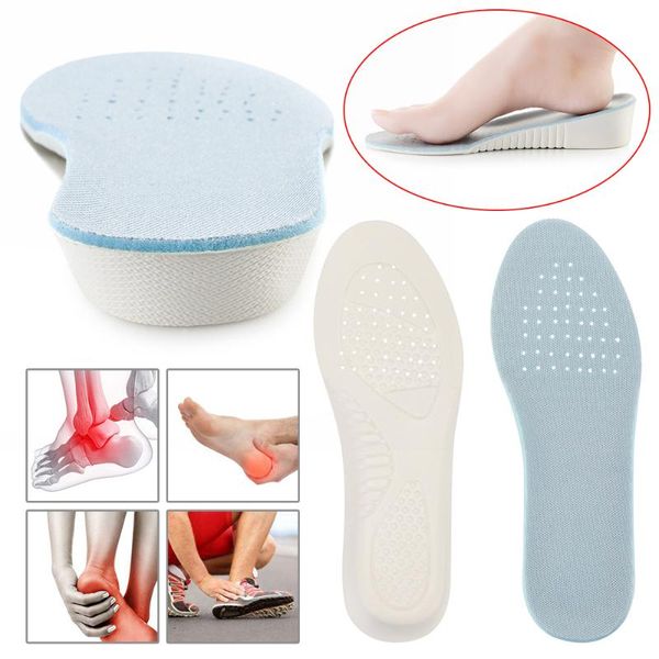 

1pair height increase insoles breathable elastic absorbing ortc shoes inserts invisible men women sports shoe cushion, Black