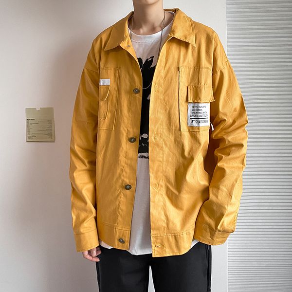 

ebaihui spring harbor style work jacket for men popular logo student trend autumn coat harajuku bf style casual couple jackets xj23, Black;brown