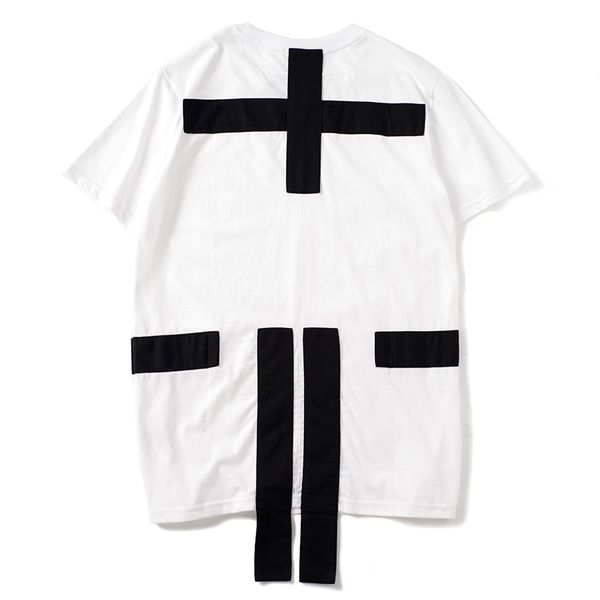 

club t-shirt man for night cotton design design contrast tail cross panel patch men band tee sale s/s wwfuf, Black