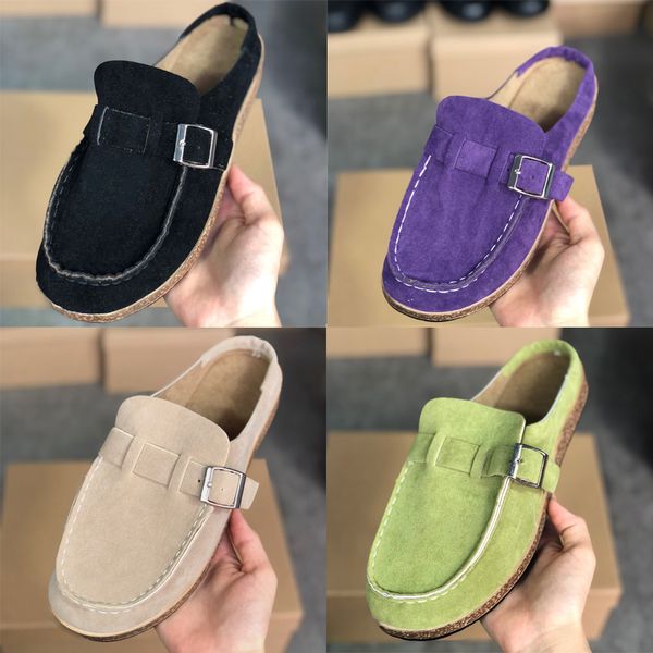 2020 Vendite calde Estate Donna Scuff Stivaletti Punta rotonda Moda Sandalo piatto in pelle 5 colori Pantofola da spiaggia Scarpe casual da donna taglia grande 35-43