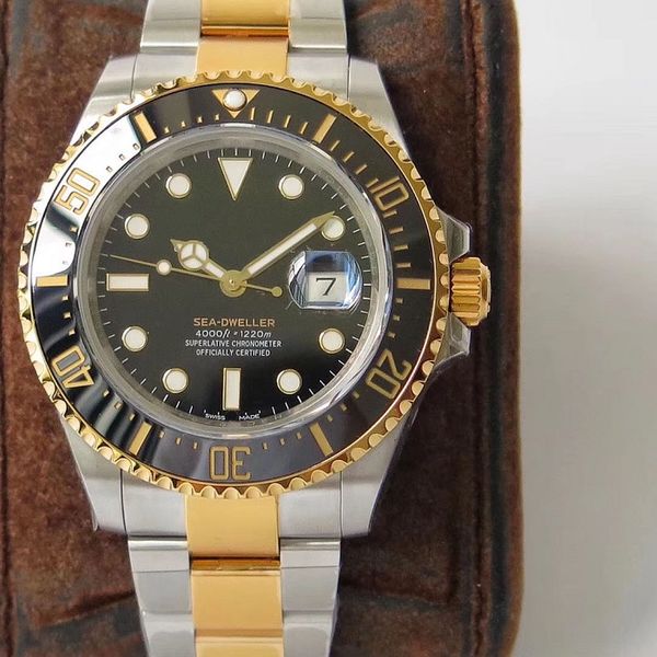 

mens watch ceramic bezel 43mm red sea-dweller stainless steel 126603 glide lock clasp automatic movement men watches, Slivery;brown