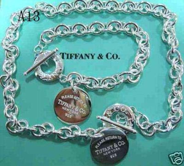 

A+A+A SALE 2019 New Fashionable jewelry Tiffany925 Silver fashion jewelry necklace and bracelet + earring Set A19 with box Free shipping