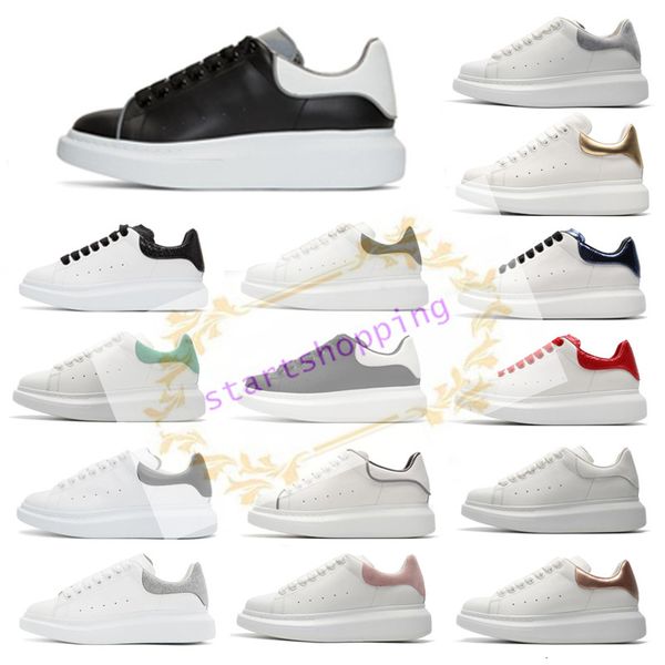 

designer shoes fashion luxury leather sneakers for men women 3m reflective white platform shoes height increasing jogging