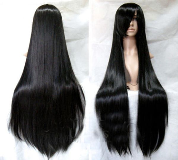 

100cm cos wigs new long black cosplay straight party wig wigs