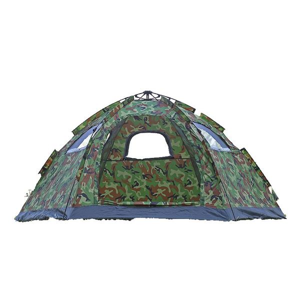 

tents and shelters factory direct hex camouflage single-layer automatic speed open big tent 5-8 people outdoor supplies wholesale