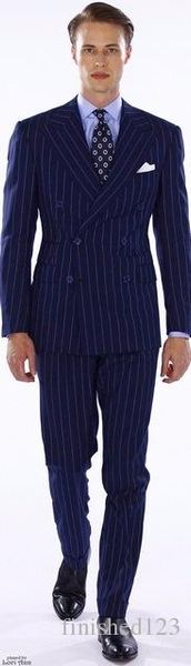 

excellent style groom tuxedos double breasted blue stripe peak lapel groomsmen man suit mens wedding suits (jacket+pants+tie) no:1087, Black;gray