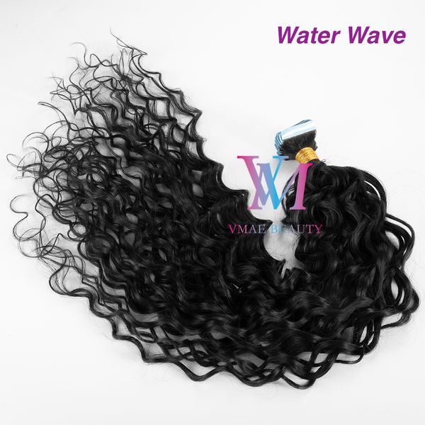 VMAE 100G No Shedding Перуанская девственница REMY Натуральная цветная лента в глубокой водой Свободная волна Яки одно донор человеческие наращивания волос