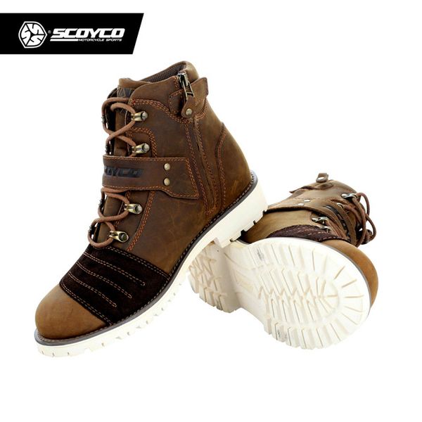 

scoyco motorcycle touring boots vintage design casual wear cow leather riding ankle boots motorbike street racing shoes