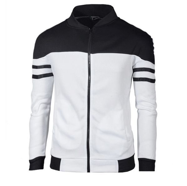 

fashion men's autumn winter zipper sportswear patchwork jacket long sleeve coat doudoune homme chalecos para hombre, Black;brown