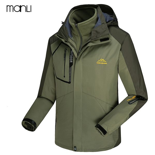 

2018 men women winter thicken hiking softshell jacket warm fleece windproof camping skiing coat 3 in 1 outdoor jackets size 9xl, Blue;black