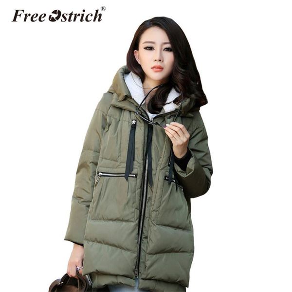 

ostrich jackets solid hooded zipper casual warm thick winter jacket women coat jaqueta feminina k3040, Black