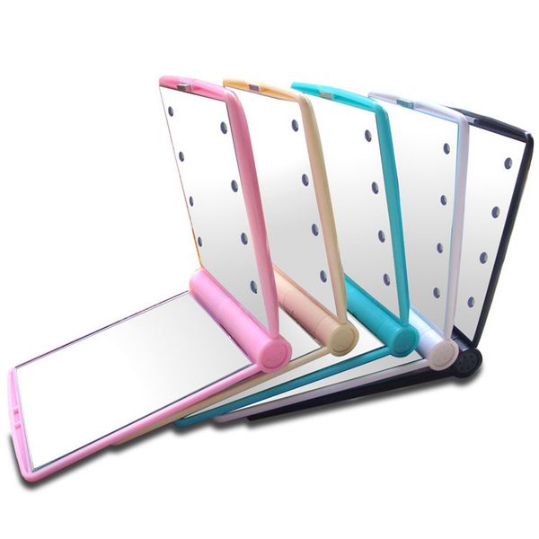 

cosmetic led lighted makeup mirror portable compact glass for lady travel women female pocket deskfolding mirror