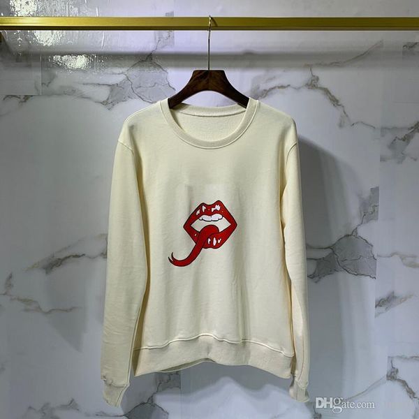 

2019 fall pullover coat men hoodie printed letters red lip solid color casual sweatshirts mens street style hoodies, Black