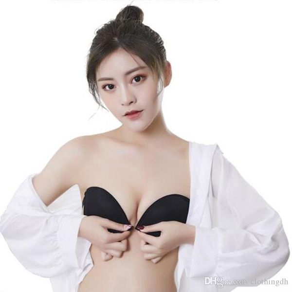 

lady wedding multiway underwear push up bra invisible transparnt strapless halter clear back bra black, Red;black