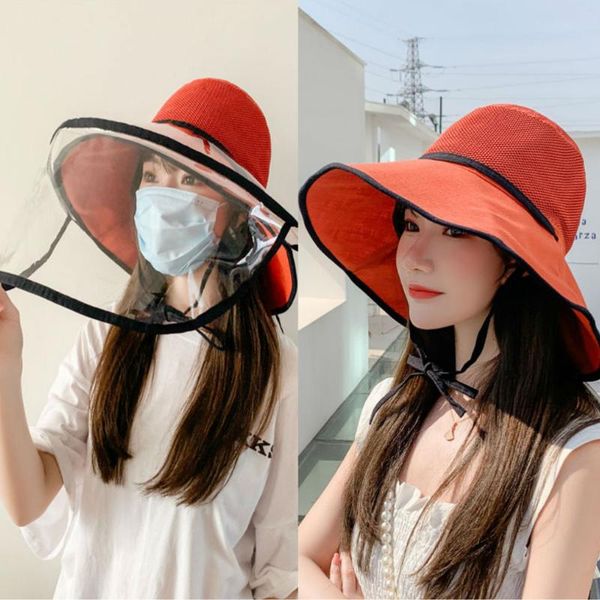 

women summer sunscreen panama hat pure color sunbonnet fedoras outdoor fisherman hat head mask eye faces protection, Blue;gray