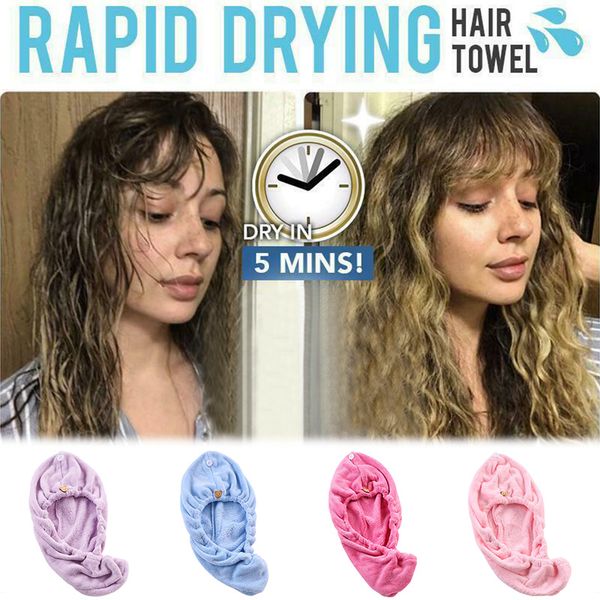 

dry hair towel cap super absorbent microfiber soft quick dry turban bath shower head towel extender rapid fast hair direr cap 3
