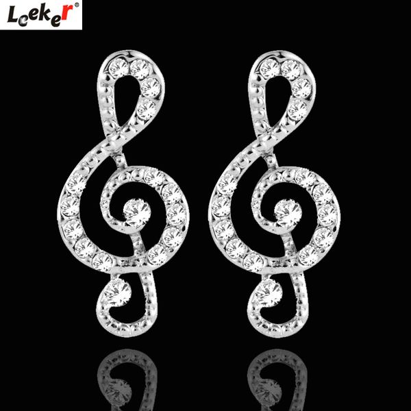 

leeker lovely cute rhinestone note small stud earrings rose gold silver color women fashion jewelry 037 lk8, Golden;silver