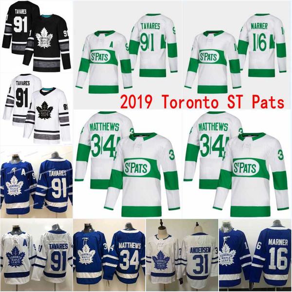 

91 JohnTavares 2019 Toronto ST Pats Men 16 Mitch Marner 29 William Nylander 34 AustonMatthews 44 Rielly Toronto Maple Leafs Hockey Jerseys