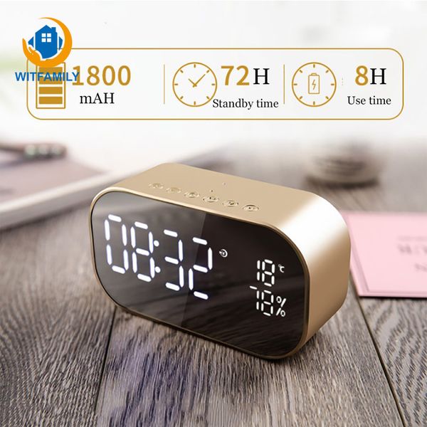 

wireless bluetooth clock fm radio with speakers tf card home led display digital table temperature alarm clock light adjusment