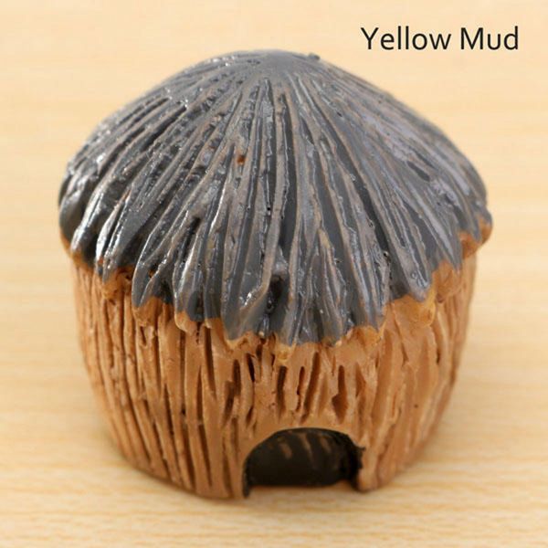 

diy carton thatched cottage house statue mini craft micro landscape ornament gardening bonsai decora - yellow mud