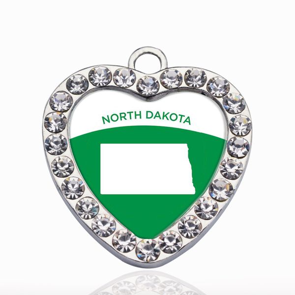 

north dakota outline circle charm copper pendant for necklace bracelet connector women gift jewelry accessories, Bronze;silver