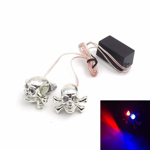 2019 Craft 12v Universal Motorcycle Cool Skull Shape Red Blue Led