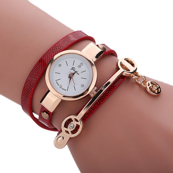 

women women watch pu leather bracelet watch casual wristwatch quartz clock relogio, Slivery;brown