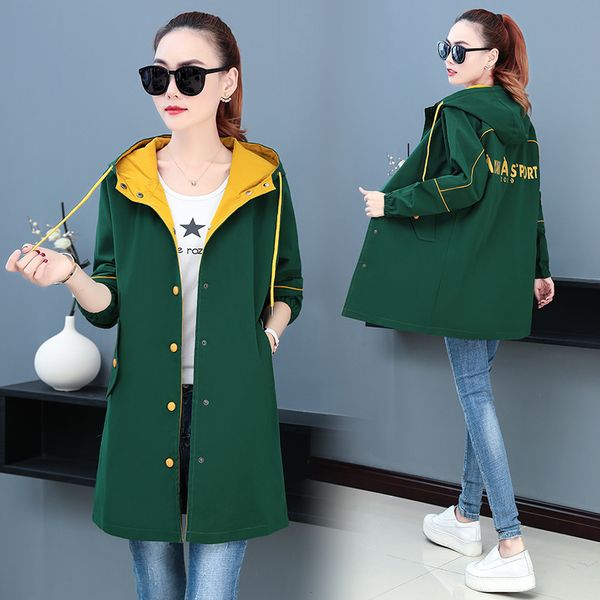 

windbreaker girls long fund 2019 autumn loose temperament england wind keep warm will code popular loose coat, Gray;blue