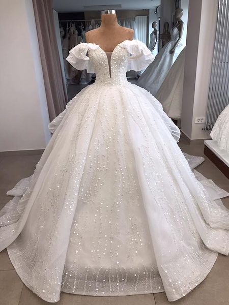 

real p white off shoulder ball gown organza zuhair murad vintage luxury wedding dress reception bridal gowns 2019 bling long train