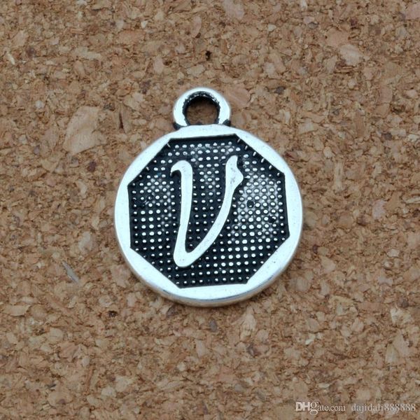 

initial alphabet disc "v" alloy charms 100pcs lots antique silver pendants fashion jewelry diy 14.8x28.2mm a-390, Bronze;silver