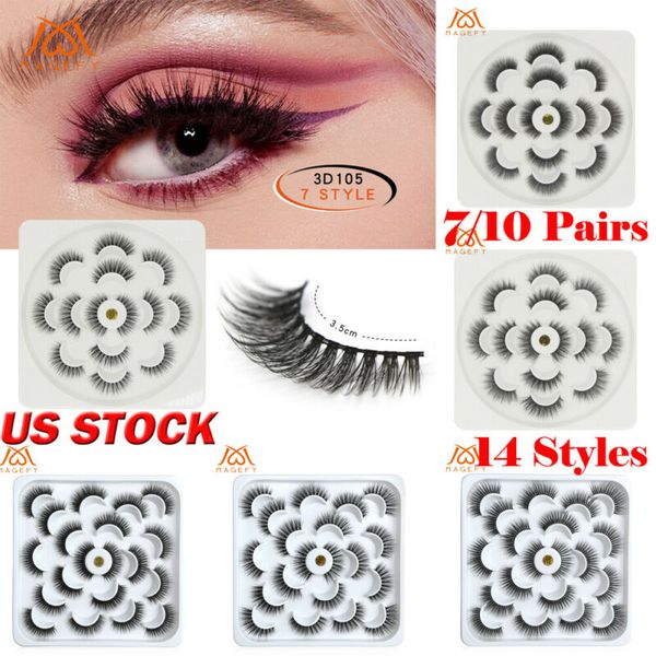 

the new false eyelash 3d mink false eyelashes wispy 7 pair beauty natural false long thick lash makeup, Blue;gray