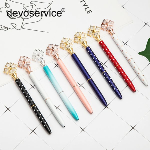 

new 1pc kawaii ballpoint pen big gem metal ball pen with large diamond crystal fashion school office supplies students gifts, Blue;orange
