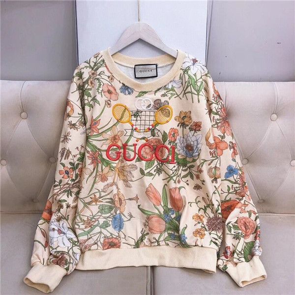 

19fw luxurious italy brand design hoodie long sleeve crewneck sweater sweatshirt fashion full flowers pullover hoodie outdoor sweatshirt, Gray;blue