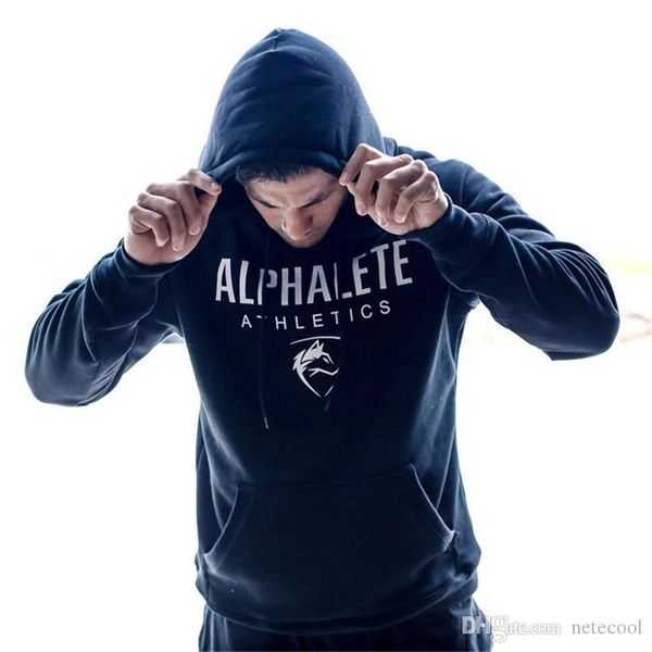 

men fitness training hoodies long sleeved sports sweatshirts letter printed sweater men shirt thick plus velvet for men ing, Black
