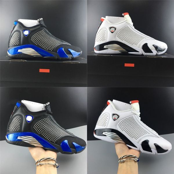 

The New Best Quality 14s Basketball Shoes Rivets White Red High Black Blue Athletic Sport Sneakers With Box