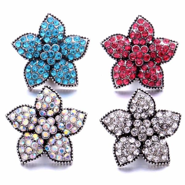 

10pcs / серии привязать ювелирные изделия кристалла цветов привязать кнопки diy имбирь подвески fit кнопки 18мм браслет, Silver